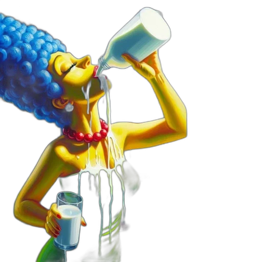 3d render, concept art, yellow-skinned, blue-haired transparent PNG cut-out
