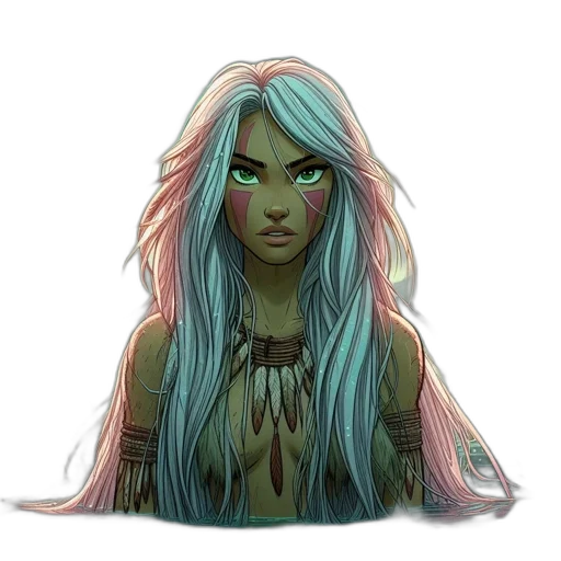 hair, face, creature, fantasy art transparent PNG cut-out
