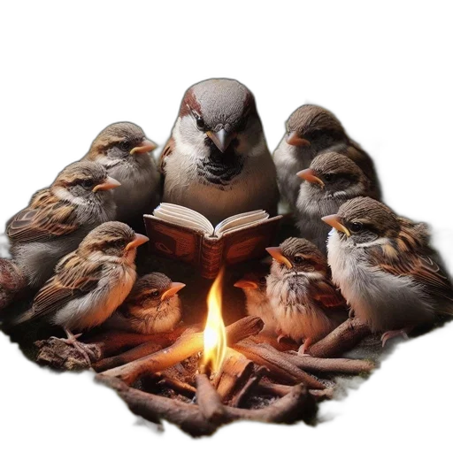 photorealistic, fire, central, bird transparent PNG cut-out