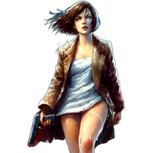 jacket, weapon, concept art, comic book art transparent PNG cut-out