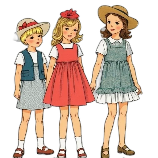 dress, hat, cartoon, watercolor transparent PNG cut-out