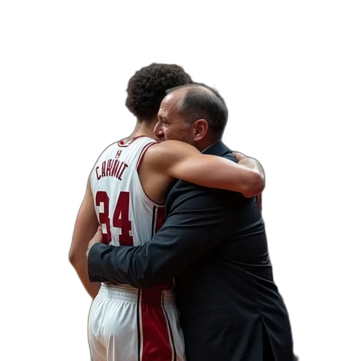 basketball, player, coach, hug transparent PNG cut-out