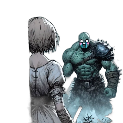 creature, mask, sword, weapon transparent PNG cut-out