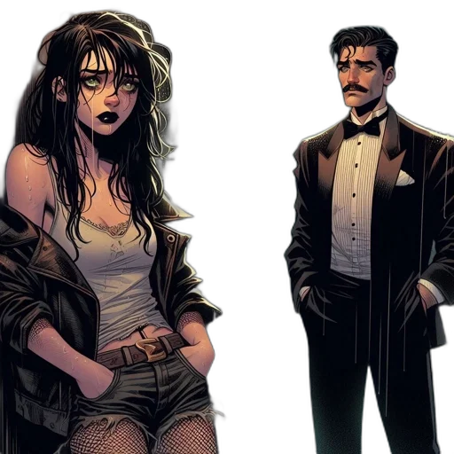 comic book art, concept art, cyberpunk, watercolor transparent PNG cut-out