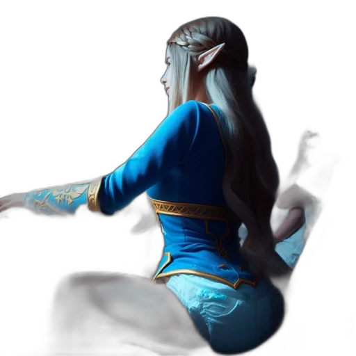 dragon, dress, staff, sword transparent PNG cut-out