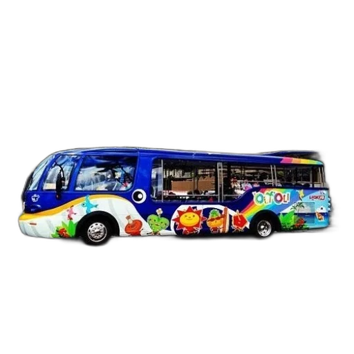 3d render, photorealistic, colorful, bus transparent PNG cut-out