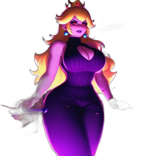 dress, crown, creature, staff transparent PNG cut-out