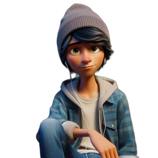 jacket, hat, face, 3d render transparent PNG cut-out