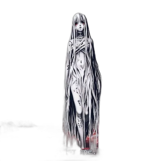 dress, hair, creature, sword transparent PNG cut-out