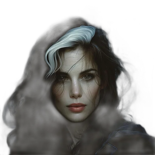 face, mask, jacket, hair transparent PNG cut-out
