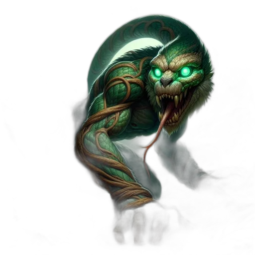 creature, mask, dragon, staff transparent PNG cut-out