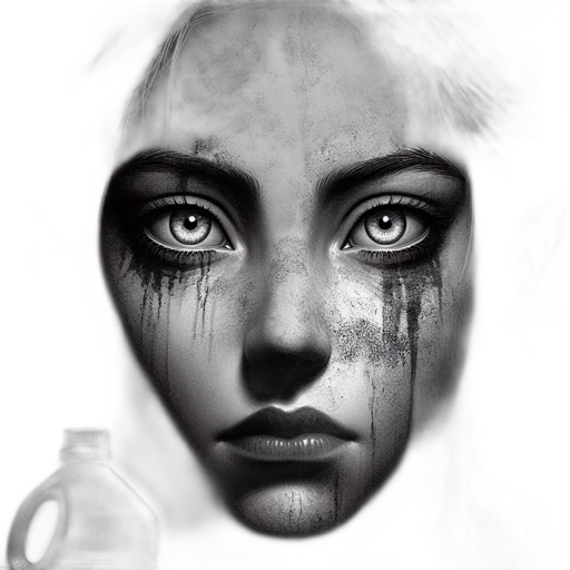 face, bottle, mask, photorealistic transparent PNG cut-out