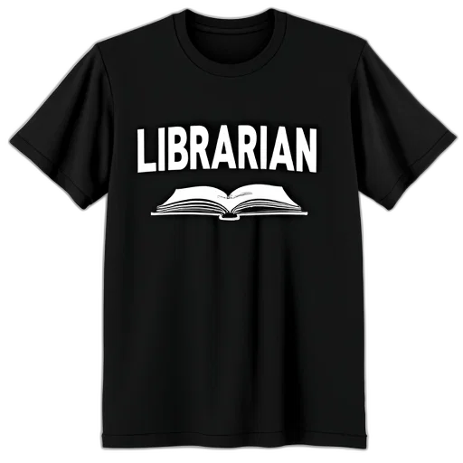 black, t-shirt, word, librarian transparent PNG cut-out