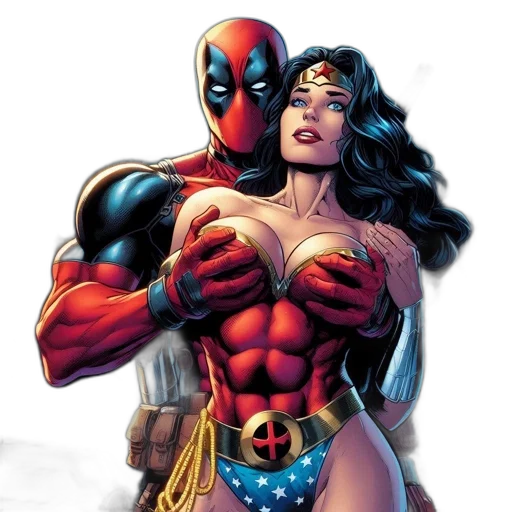 comic book art, concept art, deadpool, stands transparent PNG cut-out