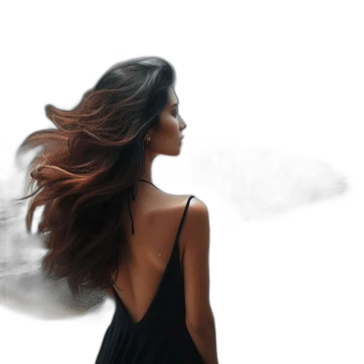 hair, dress, umbrella, mask transparent PNG cut-out