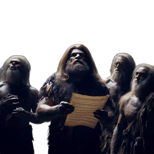 concept art, group, primitively-clad, men transparent PNG cut-out