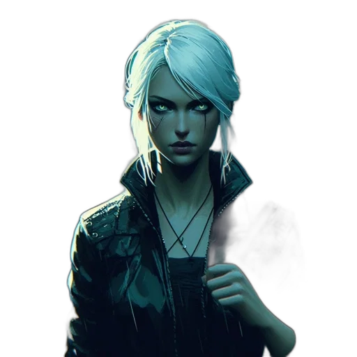 jacket, face, concept art, cyberpunk transparent PNG cut-out