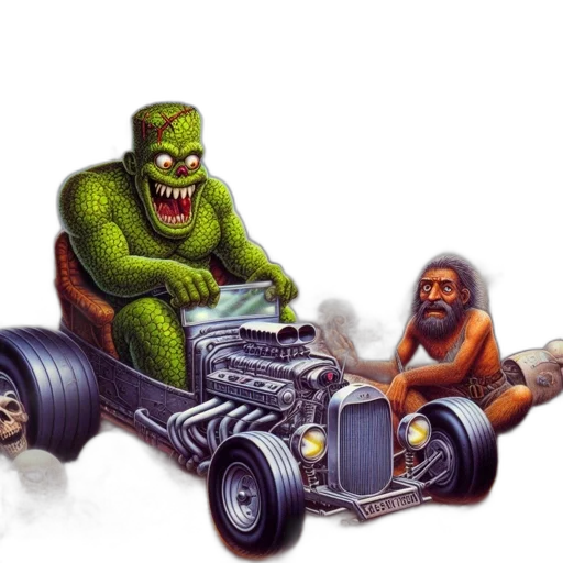car, concept art, comic book art, fantasy art transparent PNG cut-out