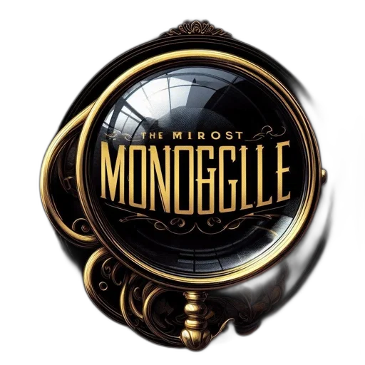concept art, gold-framed, monocle, displays transparent PNG cut-out
