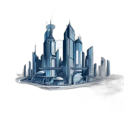building, concept art, 3d render, photorealistic transparent PNG cut-out
