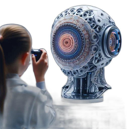 robot, face, 3d render, concept art transparent PNG cut-out