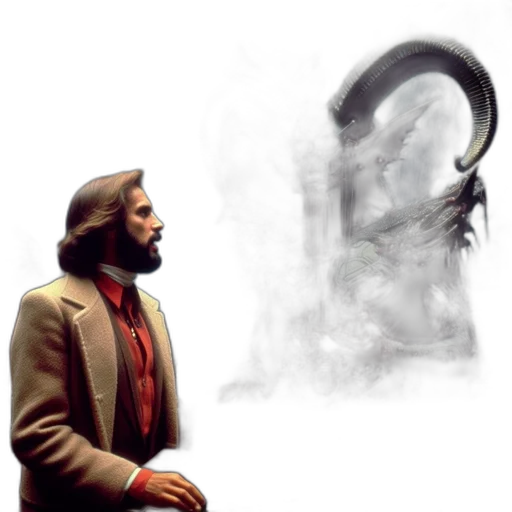 jacket, creature, hair, face transparent PNG cut-out