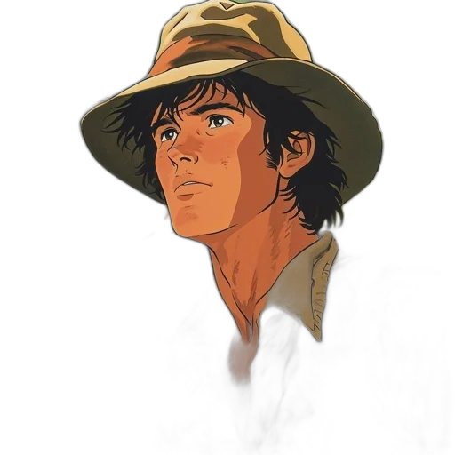 hat, face, jacket, staff transparent PNG cut-out