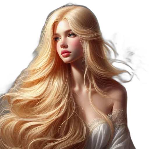hair, dress, fantasy art, photorealistic transparent PNG cut-out