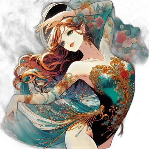 dress, jewelry, crown, fantasy art transparent PNG cut-out