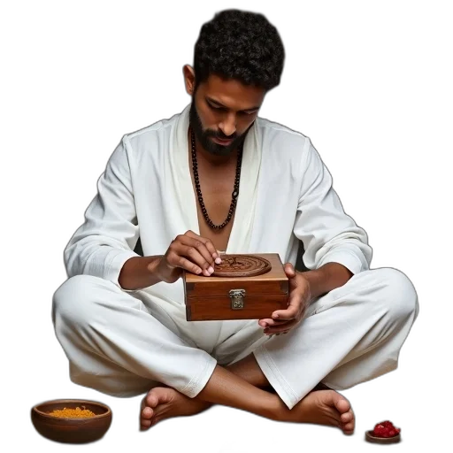 staff, man, sitting, cross-legged transparent PNG cut-out
