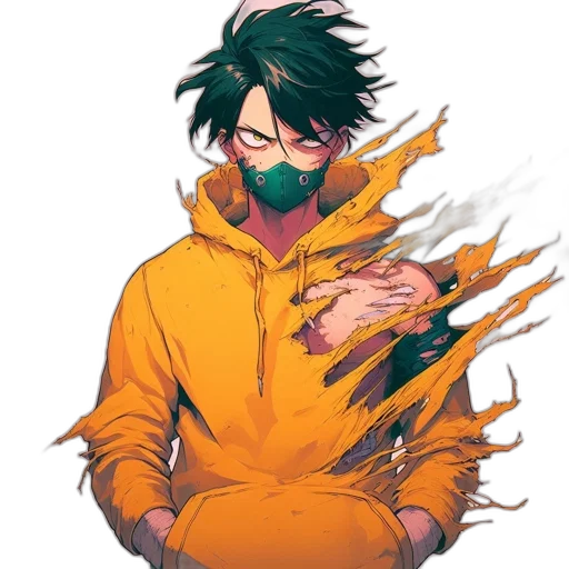 jacket, mask, staff, weapon transparent PNG cut-out