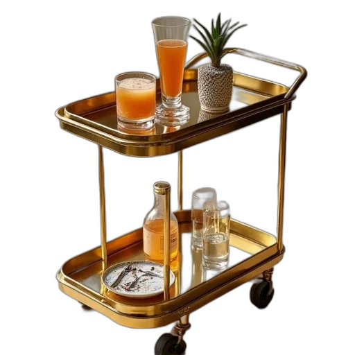 furniture, 3d render, gold, tray transparent PNG cut-out
