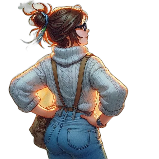 jacket, staff, concept art, watercolor transparent PNG cut-out