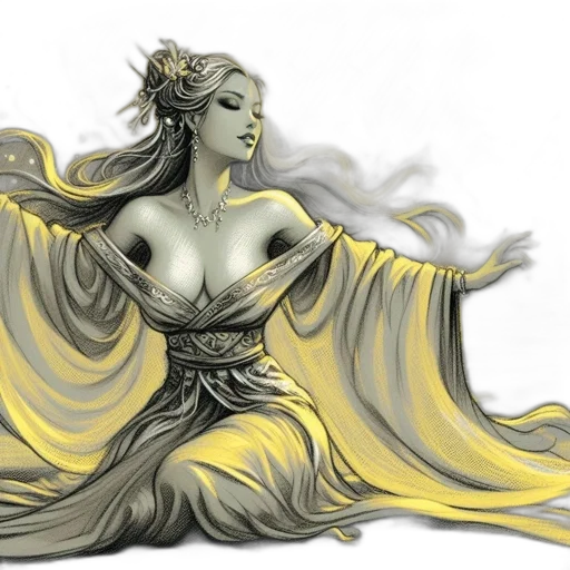 dress, fantasy art, concept art, comic book art transparent PNG cut-out