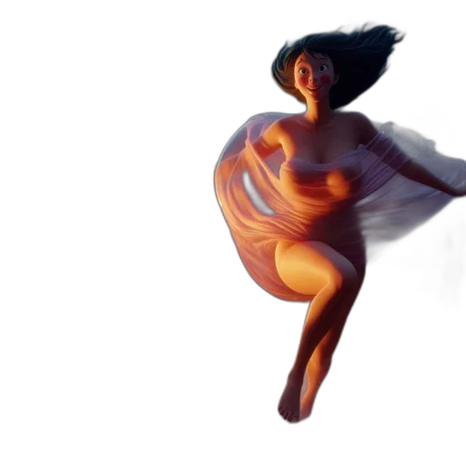dress, hair, 3d render, concept art transparent PNG cut-out