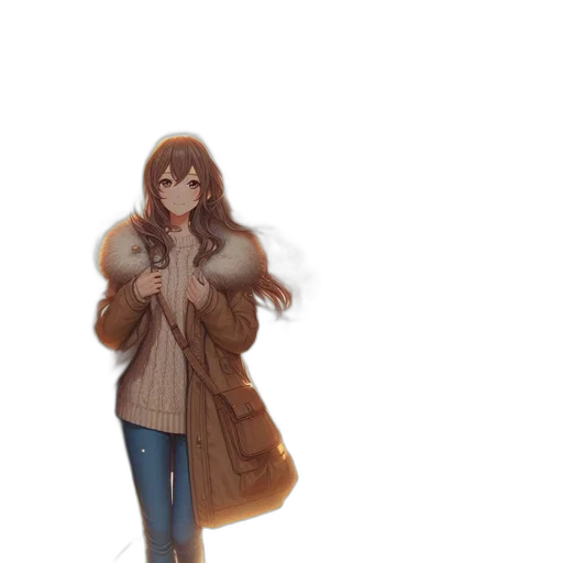 jacket, dress, staff, creature transparent PNG cut-out