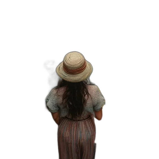 hat, dress, staff, hair transparent PNG cut-out
