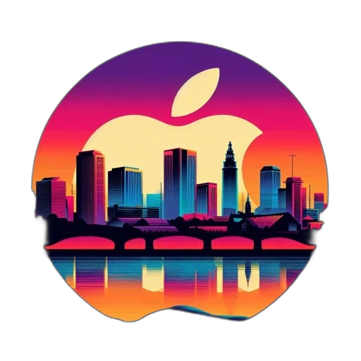 vaporwave, colorful, city, skyline transparent PNG cut-out