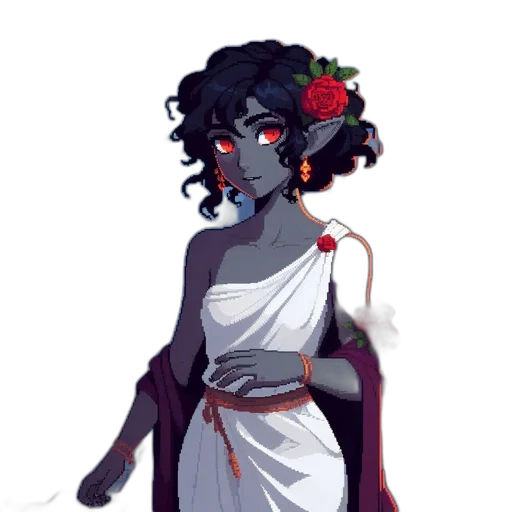 dress, crown, flower, staff transparent PNG cut-out