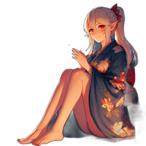 dress, staff, dragon, flower transparent PNG cut-out