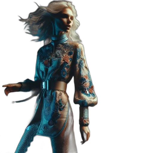 dress, concept art, cyberpunk, fantasy art transparent PNG cut-out