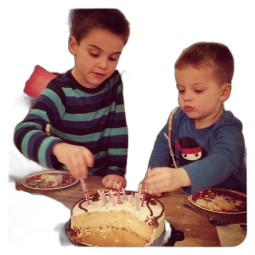 food, photorealistic, two, boys transparent PNG cut-out