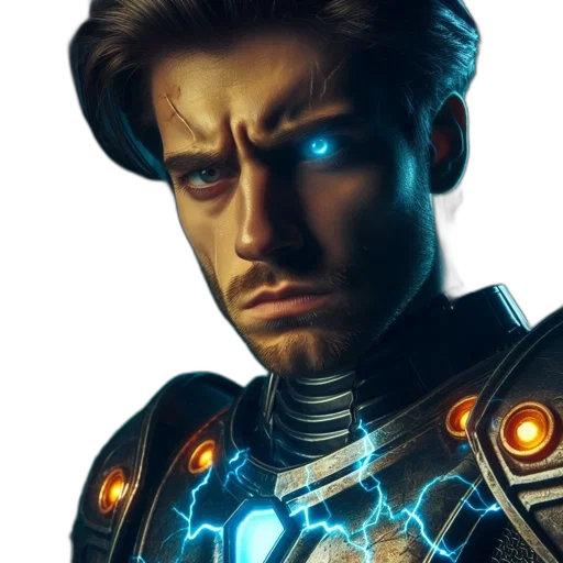robot, face, jacket, hair transparent PNG cut-out