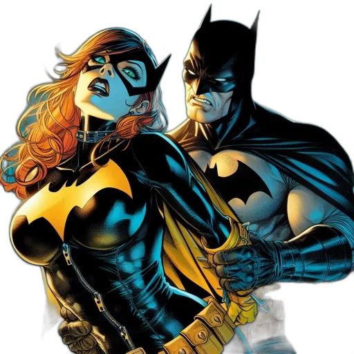 comic book art, concept art, batman, batgirl transparent PNG cut-out