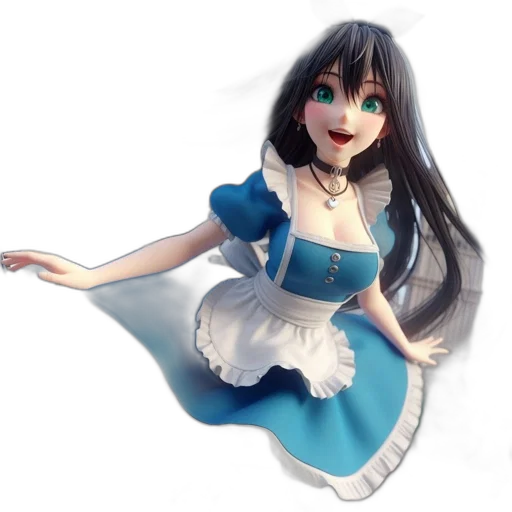 dress, robot, 3d render, fantasy art transparent PNG cut-out