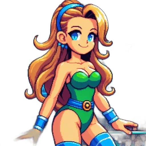 dress, robot, pixel art, cartoon transparent PNG cut-out