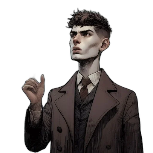 jacket, face, staff, creature transparent PNG cut-out