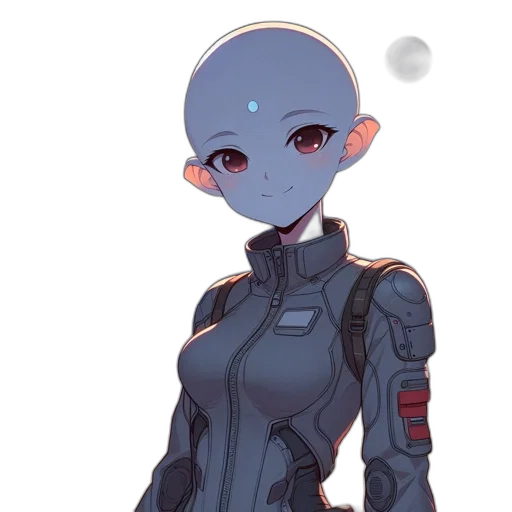 robot, dress, face, staff transparent PNG cut-out