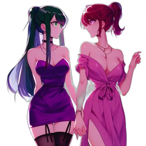 dress, anime, concept art, vaporwave transparent PNG cut-out