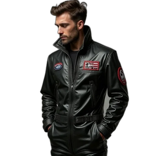jacket, cyberpunk, men, combat transparent PNG cut-out